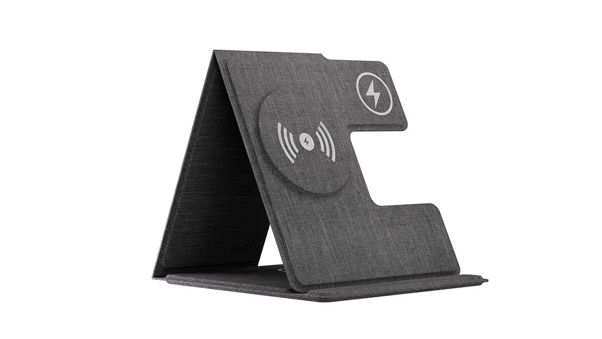 Multi-functional wireless charger with fabric surface for phones, AirPods, and Apple Watch - DDB Studio Product Photography.jpg.jpg